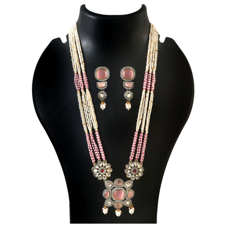 White Stone With Pearl Rani Haar