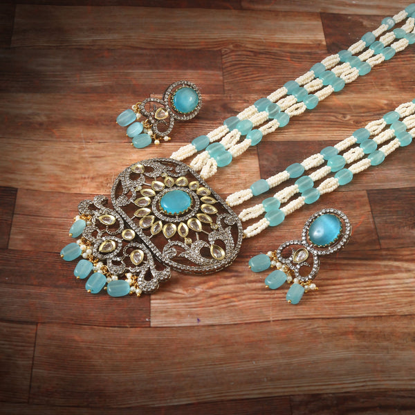 White Stone With Pearl Rani Haar