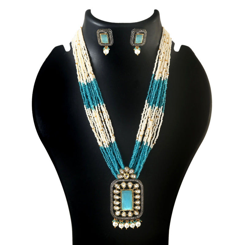 White Stone With Pearl Rani Haar