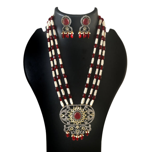 White Stone With Pearl Rani Haar