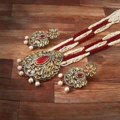 Jadau Kundan Necklace Set (Beads)