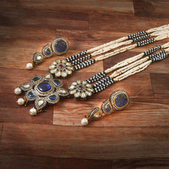 Jadau Kundan Necklace Set (Beads)
