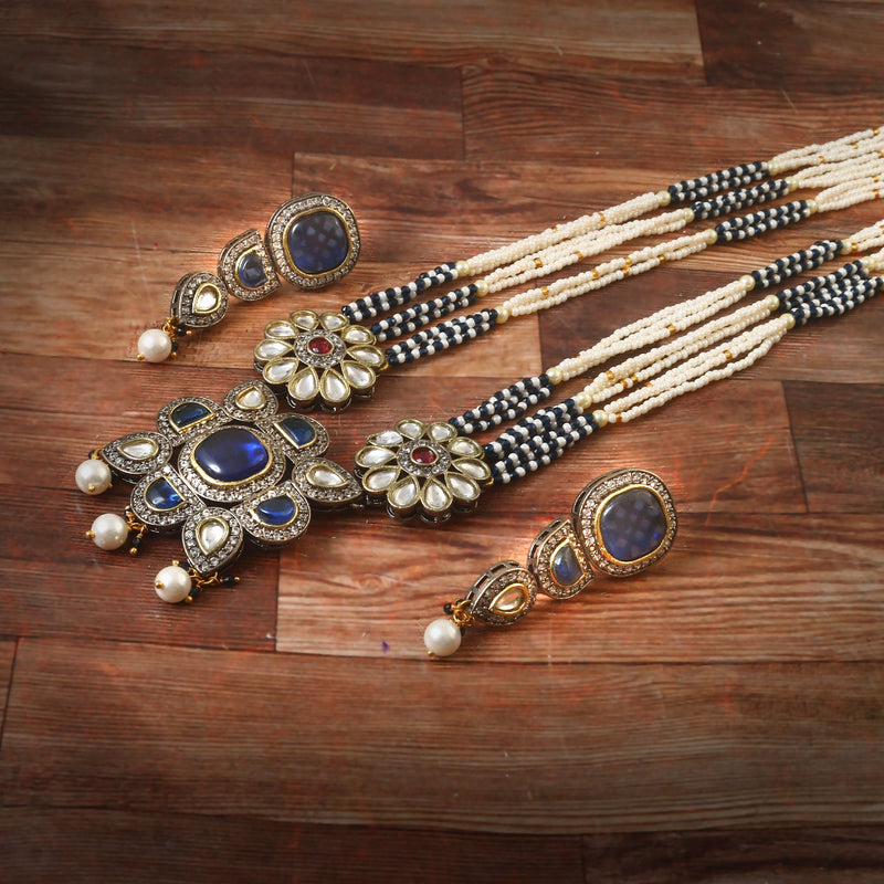 Jadau Kundan Necklace Set (Beads)