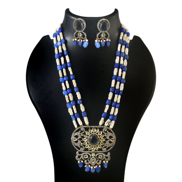 White Stone With Pearl Rani Haar