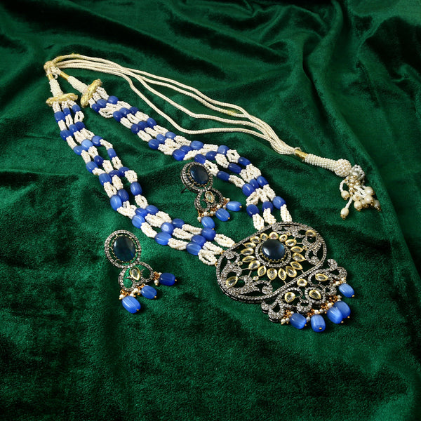 White Stone With Pearl Rani Haar