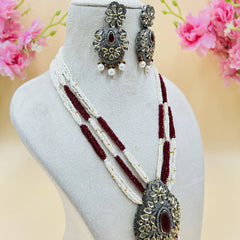 Jadau Kundan Necklase Set (Beads)