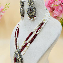 Jadau Kundan Necklase Set (Beads)