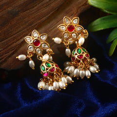 One Gram 1 gm Gold coated traditionl ethnic daily party wear stud jumki