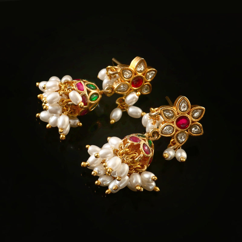 One Gram 1 gm Gold coated traditionl ethnic daily party wear stud jumki