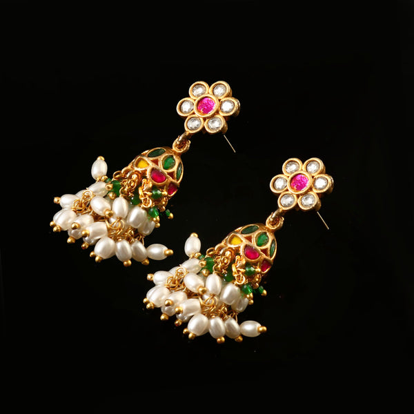 One Gram 1 gm Gold coated traditionl ethnic daily party wear stud jumki