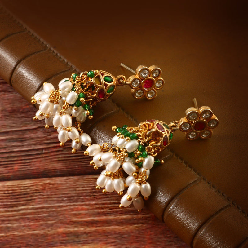 One Gram 1 gm Gold coated traditionl ethnic daily party wear stud jumki