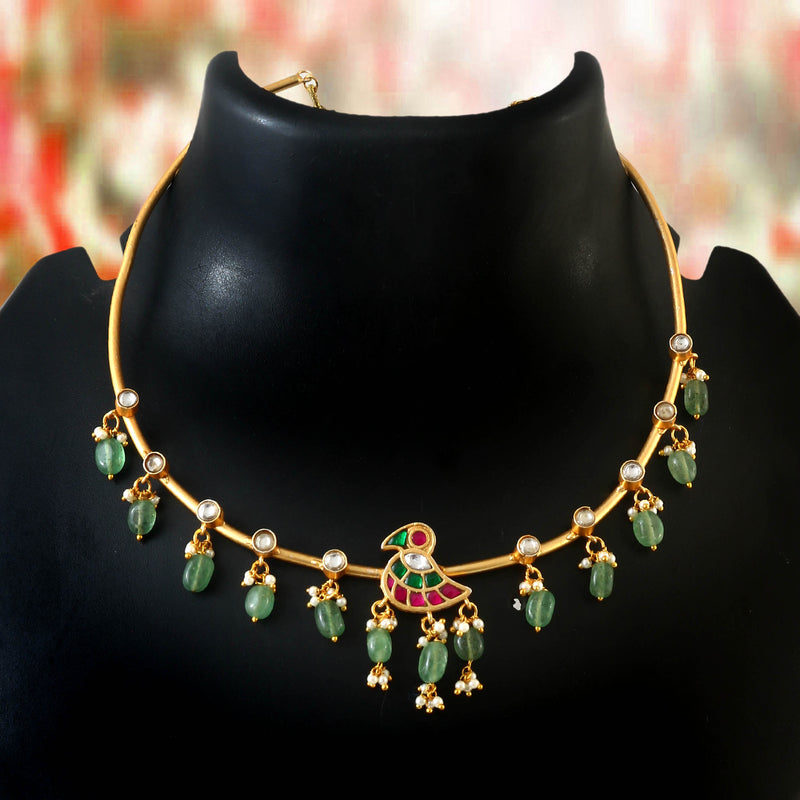 Buy bluay gold matt finish antique jadau kundan