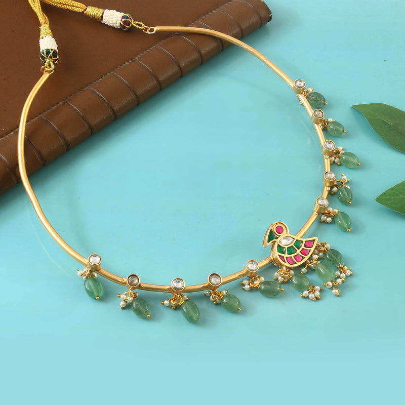 Buy bluay gold matt finish antique jadau kundan