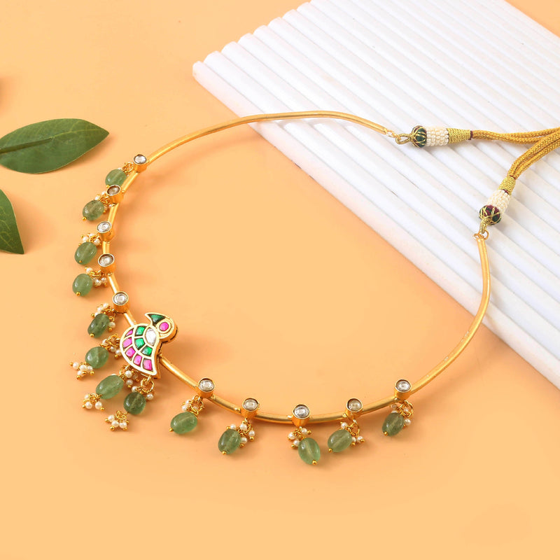 Buy bluay gold matt finish antique jadau kundan