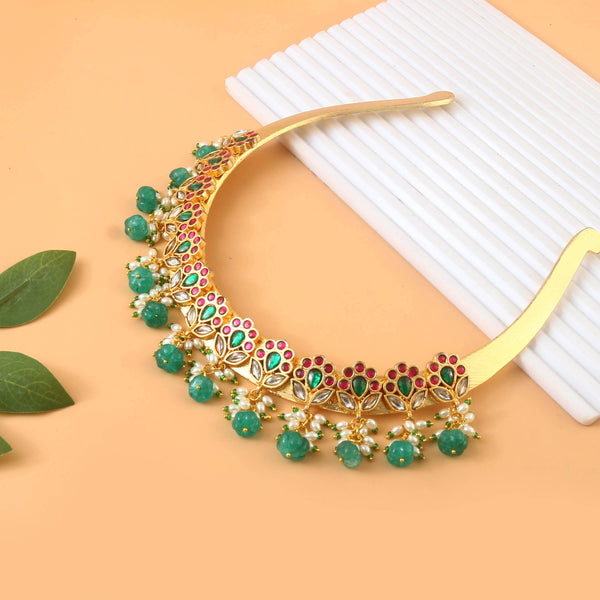 Pearl Drops Jadau Hasli choker South india jewels