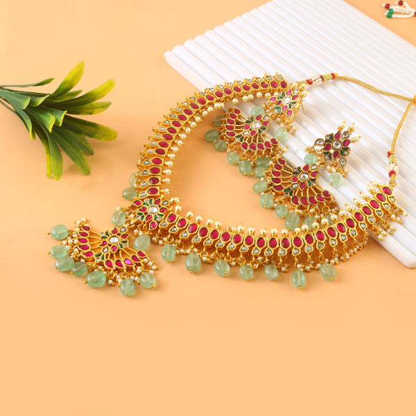 Guttapusalu Peacock Kundan Choker