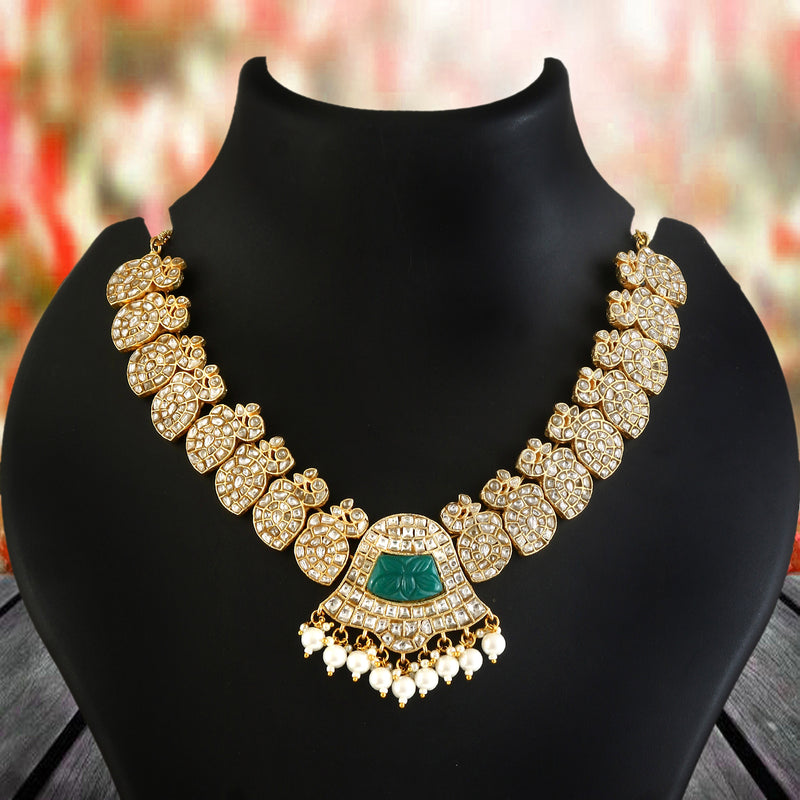 Royal Green Stone Kundan Statement Necklace