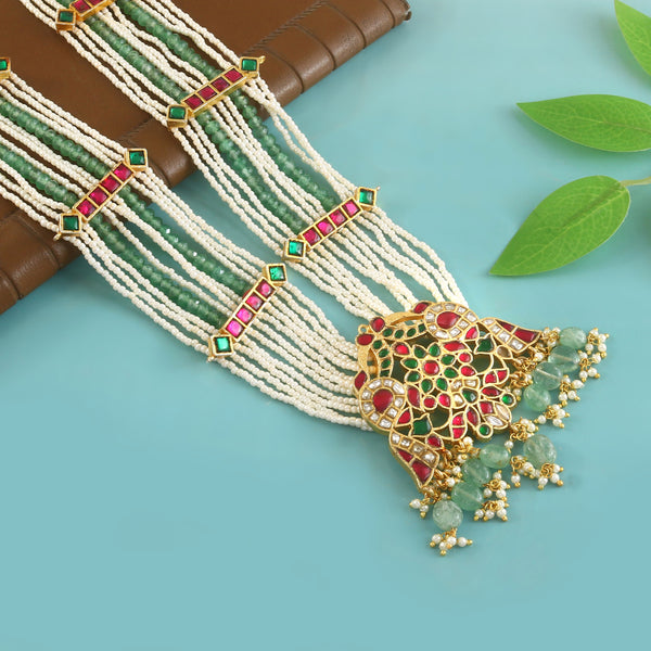 Royal Emerald Pearl Rani Haar Necklace