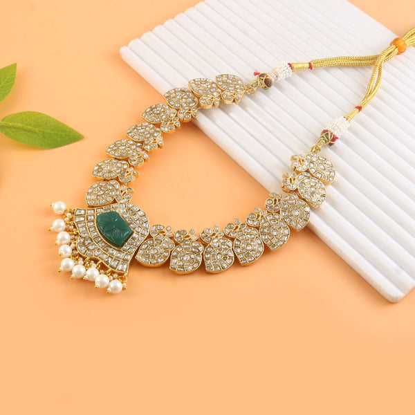 Royal Green Stone Kundan Statement Necklace