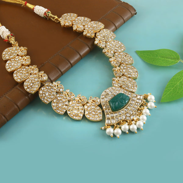 Royal Green Stone Kundan Statement Necklace
