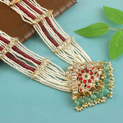 Royal Multi Layer Pearl & Ruby Beaded Necklace