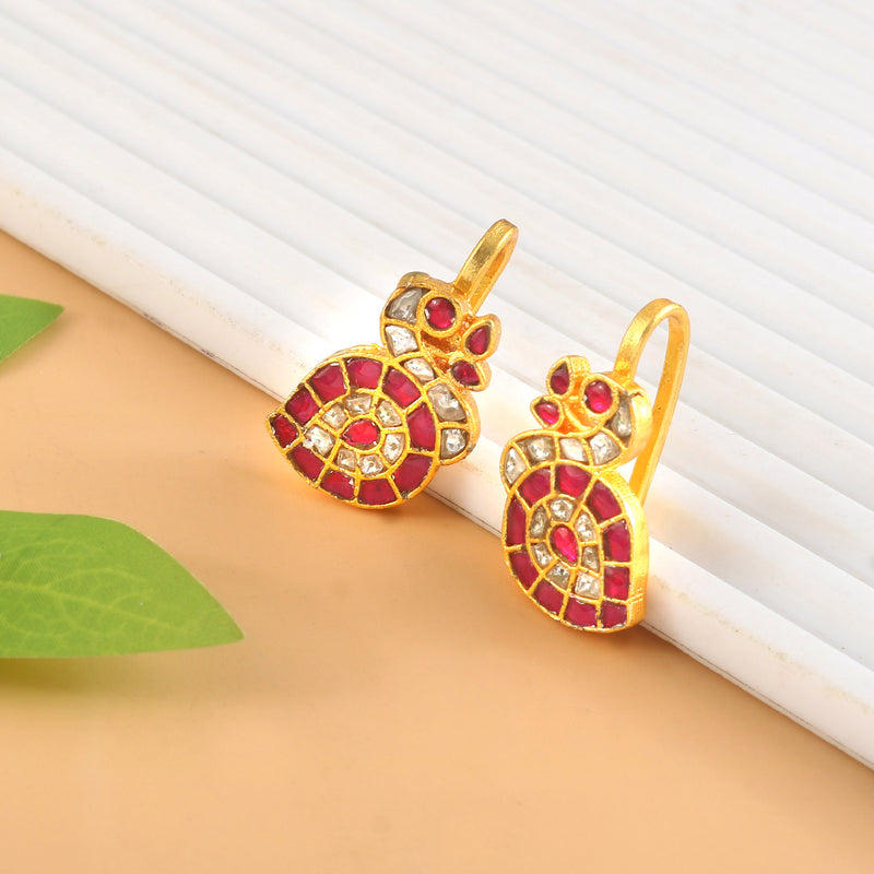 Royal Paisley Kundan Stud Earrings