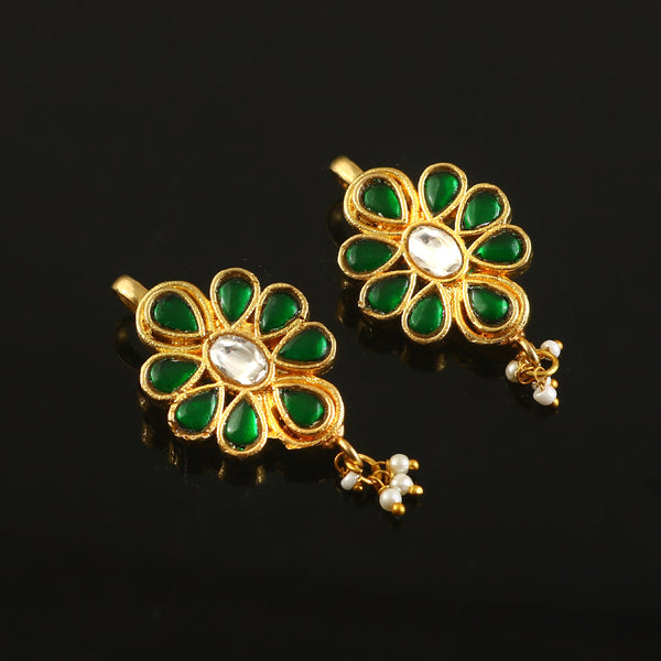 Floral Kundan Earrings with Pearl Charms