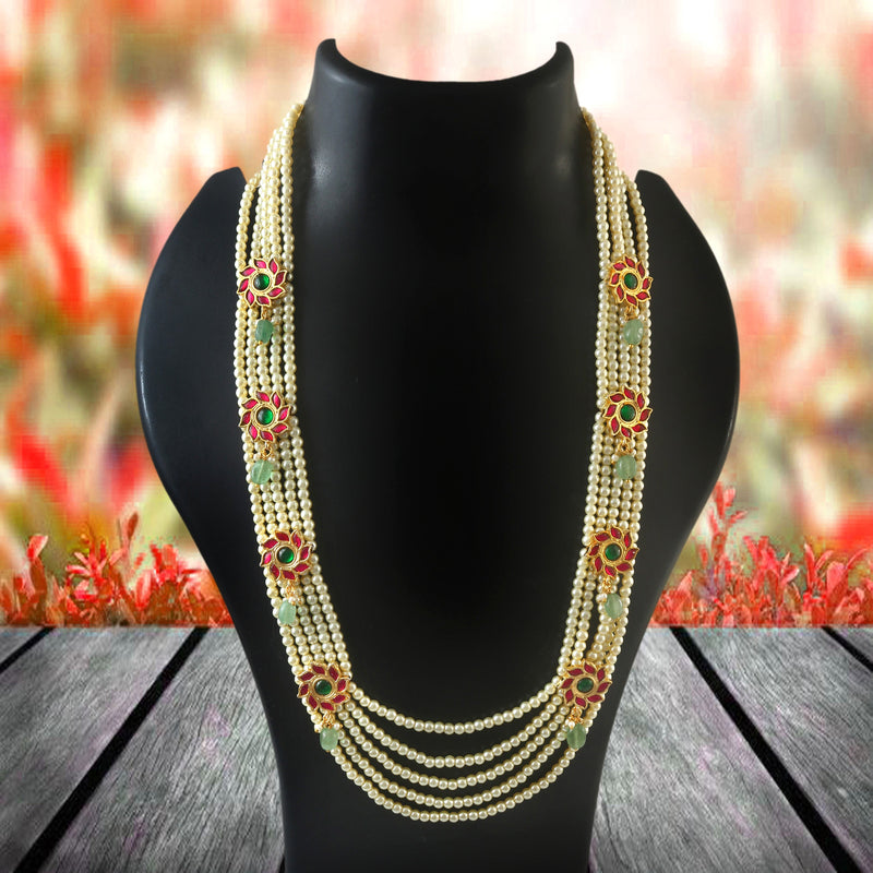 Stunning Pearl Mala With Jadau Kundan Side Lockets