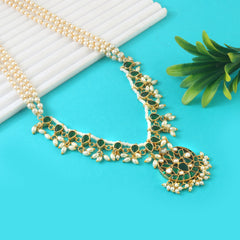Pearl Mala With Jadau Kundan Side Lockets