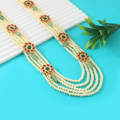 Stunning Pearl Mala With Jadau Kundan Side Lockets