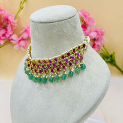Jadau Kundan Necklace (Green Pearl)
