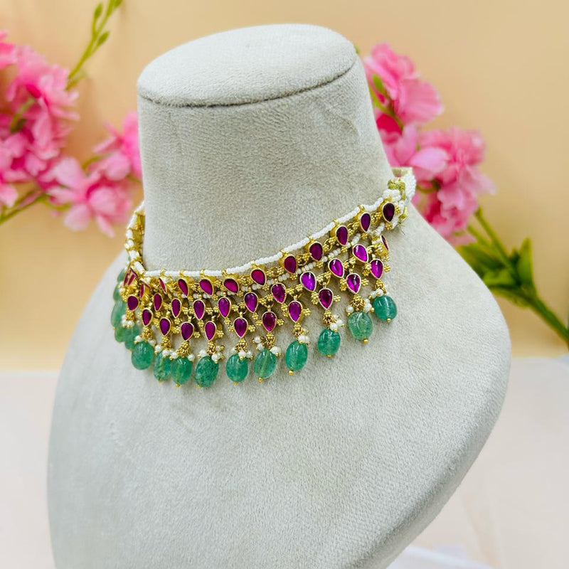Jadau Kundan Necklace (Green Pearl)