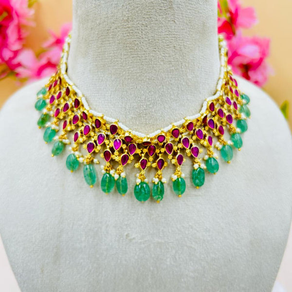 Jadau Kundan Necklace (Green Pearl)