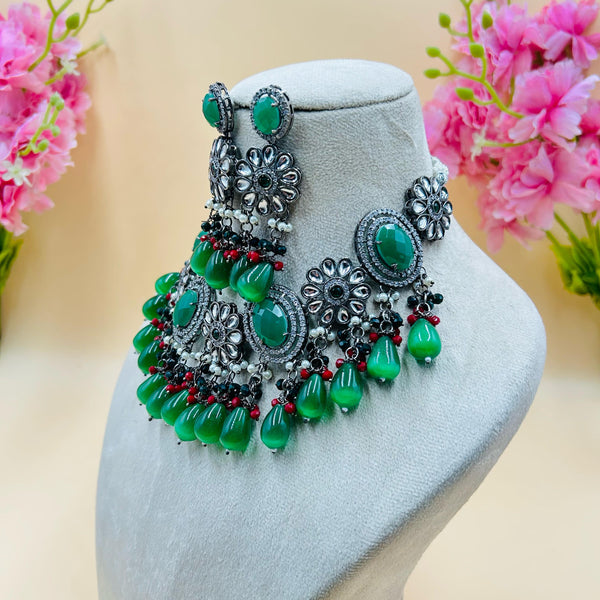 Necklace Set Black Polish (Green)