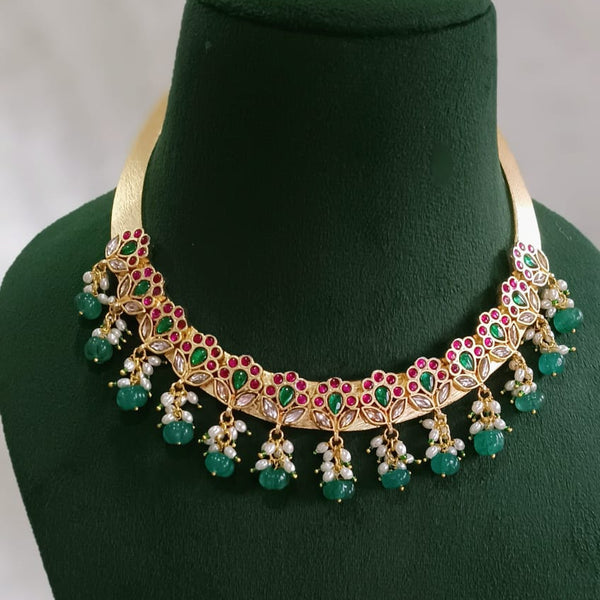 Pearl Drops Jadau Hasli choker South india jewels