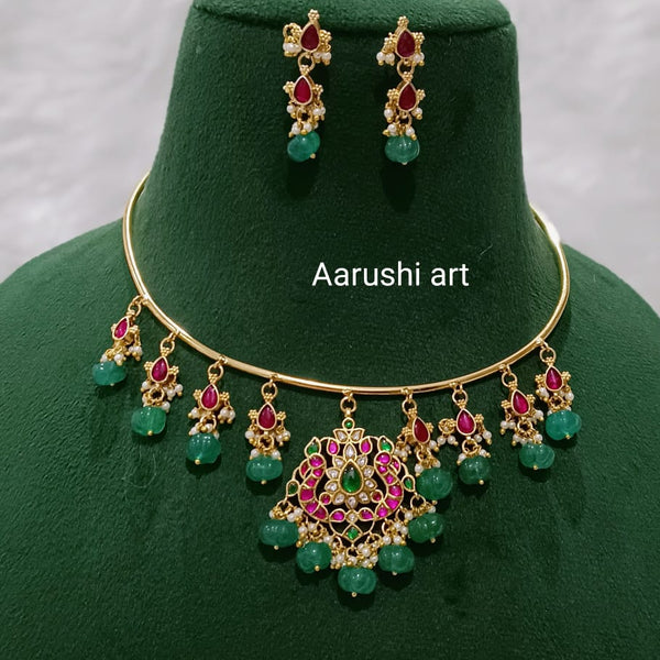 Pearl Drops Jadau Hasli choker South india jewels
