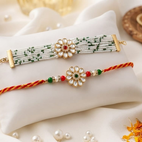 Bhaiya Bhabhi Rakhi Set is a beautifully crafted festive combo designed