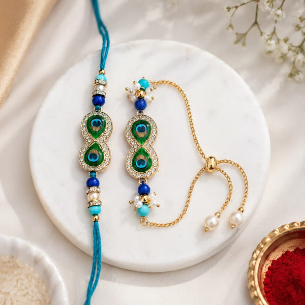 Bhaiya Bhabhi Rakhi Set is a beautifully crafted festive combo designed