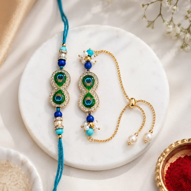 Bhaiya Bhabhi Rakhi Set is a beautifully crafted festive combo designed