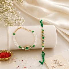 Bhaiya Bhabhi Rakhi Set is a beautifully crafted festive combo designed