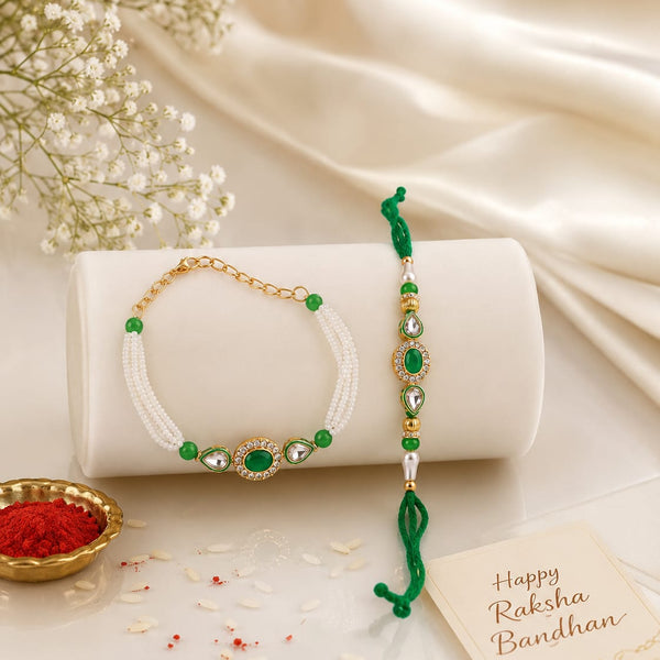 Bhaiya Bhabhi Rakhi Set is a beautifully crafted festive combo designed