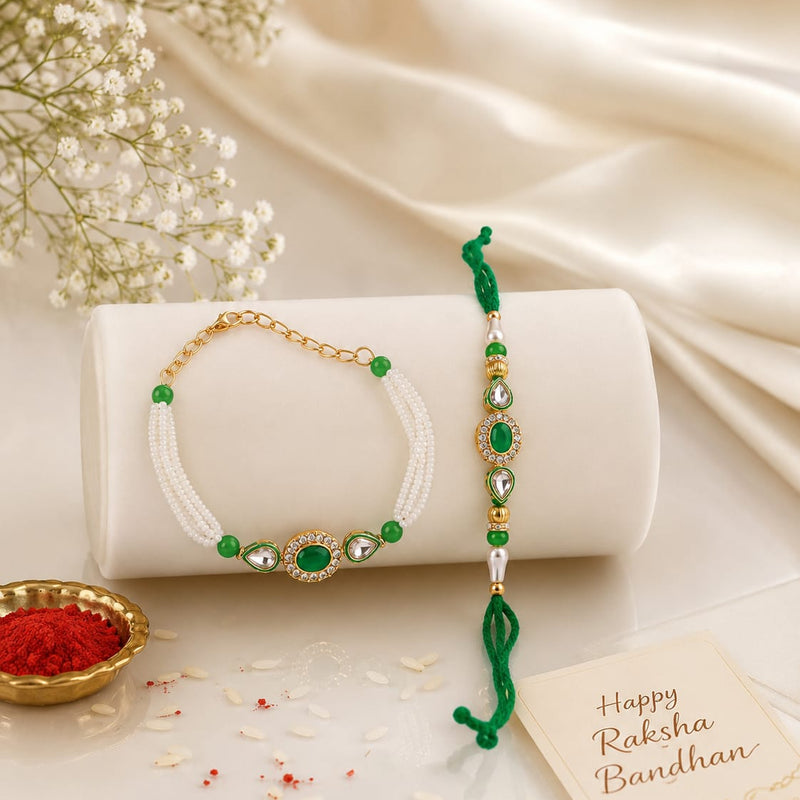 Bhaiya Bhabhi Rakhi Set is a beautifully crafted festive combo designed