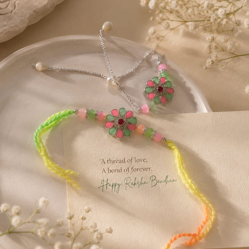 Bhaiya Bhabhi Rakhi Set is a beautifully crafted festive combo designed