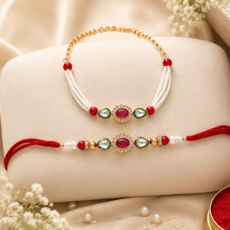 Bhaiya Bhabhi Rakhi Set is a beautifully crafted festive combo designed