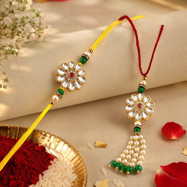 Bhaiya Bhabhi Rakhi Set is a beautifully crafted festive combo designed