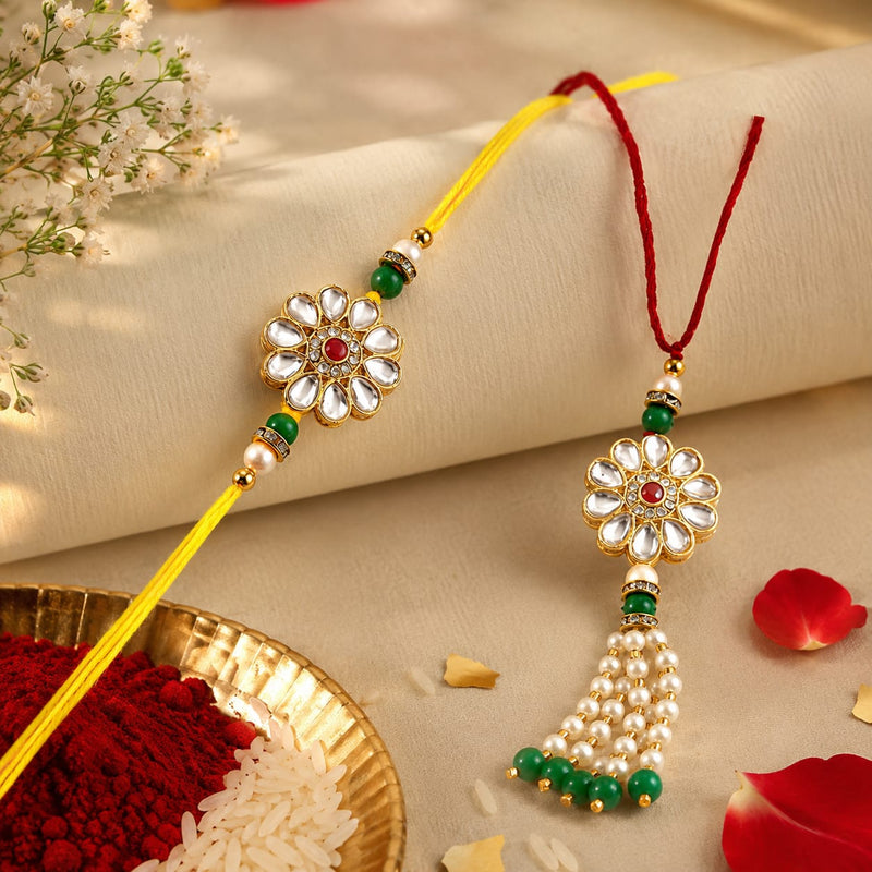 Bhaiya Bhabhi Rakhi Set is a beautifully crafted festive combo designed
