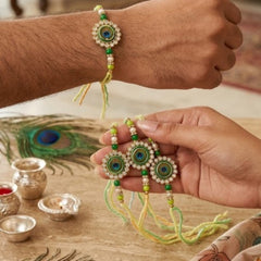 Bhaiya Bhabhi Rakhi Set is a beautifully crafted festive combo designed