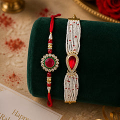 Bhaiya Bhabhi Rakhi Set is a beautifully crafted festive combo designed
