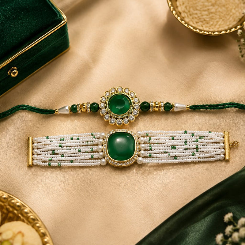 Bhaiya Bhabhi Rakhi Set is a beautifully crafted festive combo designed