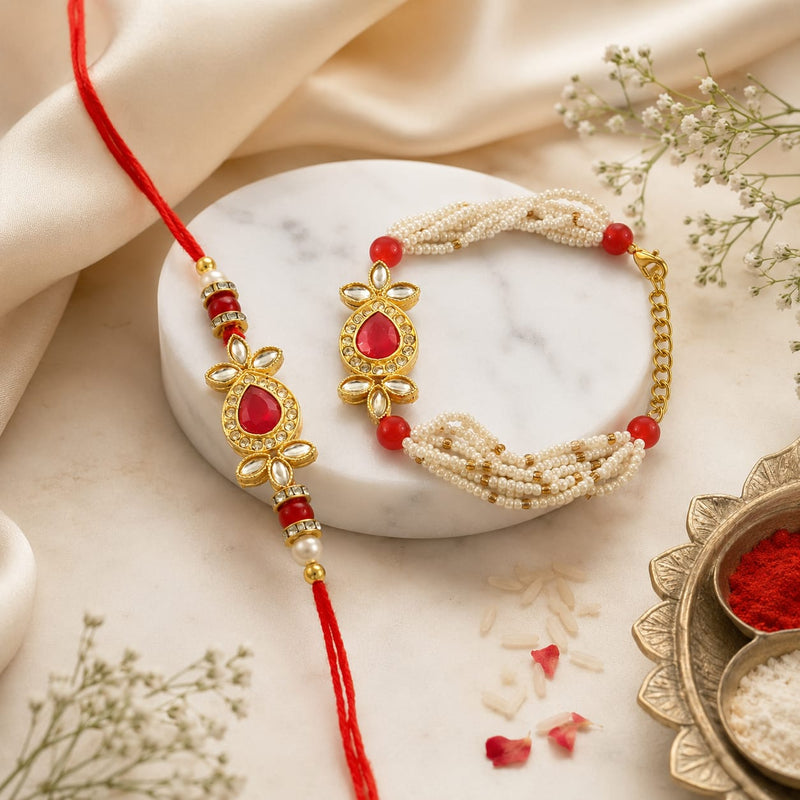 Bhaiya Bhabhi Rakhi Set is a beautifully crafted festive combo designed